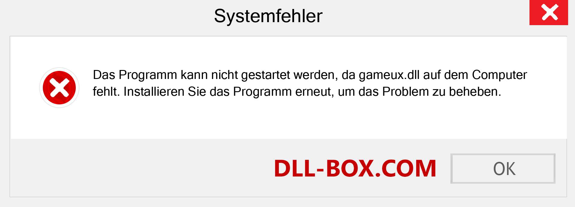 gameux.dll-Datei fehlt?. Download für Windows 7, 8, 10 - Fix gameux dll Missing Error unter Windows, Fotos, Bildern